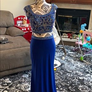 Blush prom gown blue two piece size 4